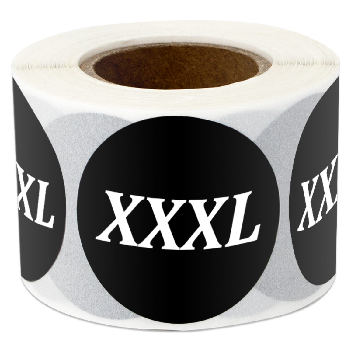 1.25in Sticker: XXX-Large Clothing Apparel Label Roll (Size XXXL, Black)