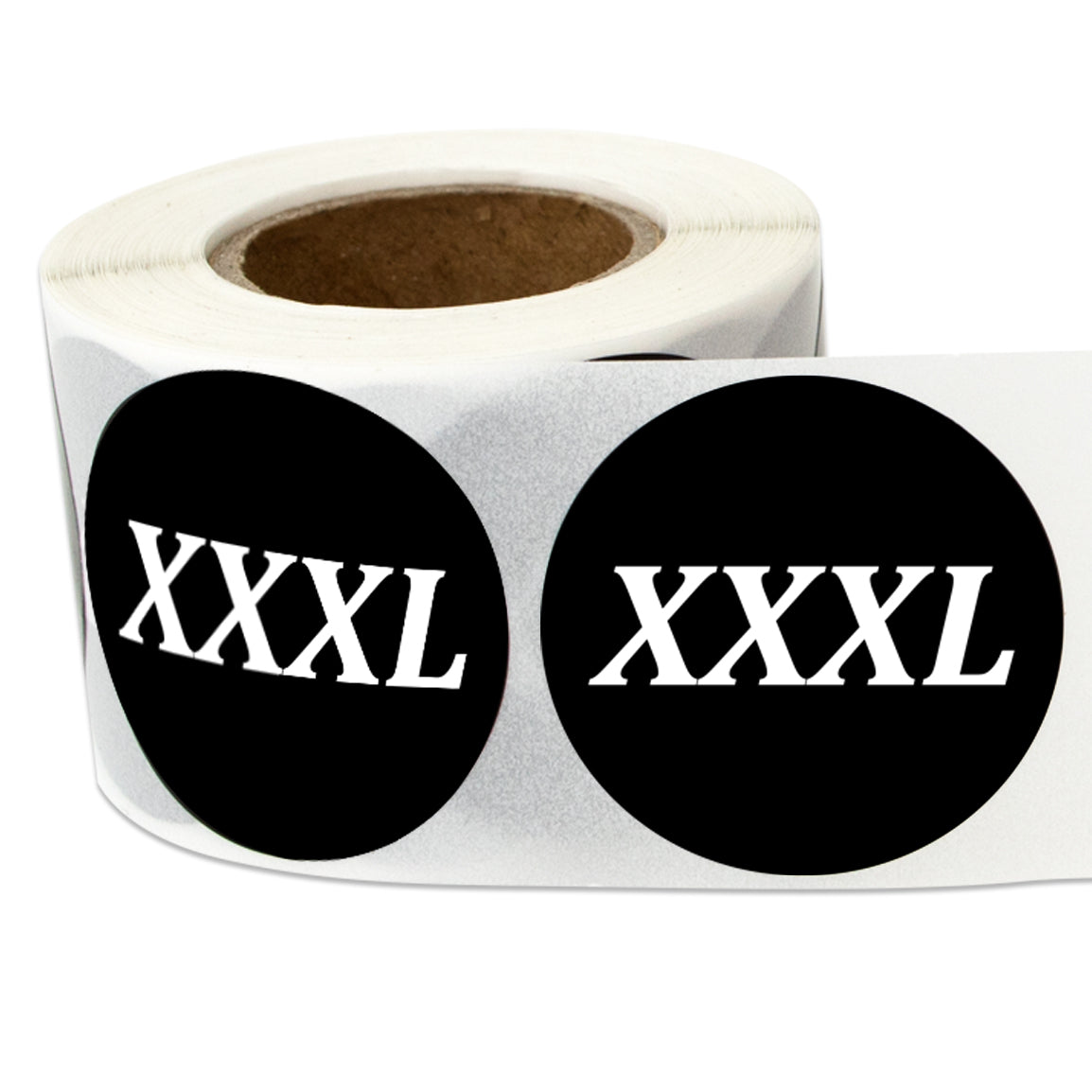 1.25in Sticker: XXX-Large Clothing Apparel Label Roll (Size XXXL, Black)