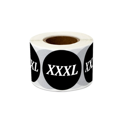 1.25in Sticker: XXX-Large Clothing Apparel Label Roll (Size XXXL, Black)