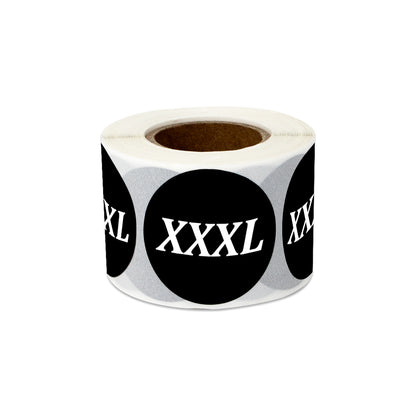 1.25in Sticker: XXX-Large Clothing Apparel Label Roll (Size XXXL, Black)