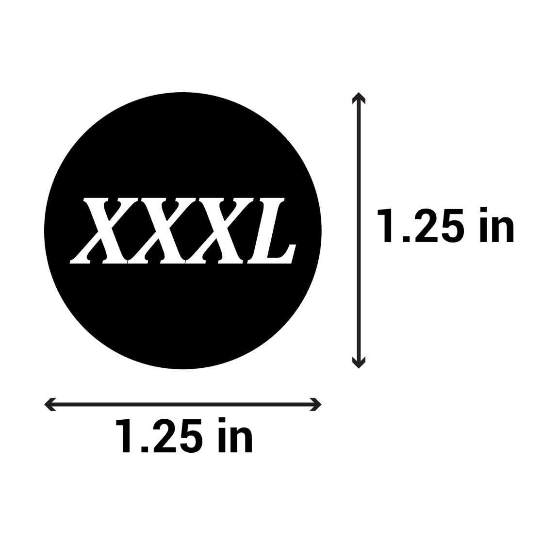 1.25in Sticker: XXX-Large Clothing Apparel Label Roll (Size XXXL, Black)
