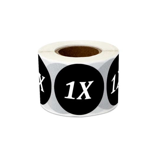 1.25in Sticker: Size 1X Clothing Apparel Label Roll (Black)