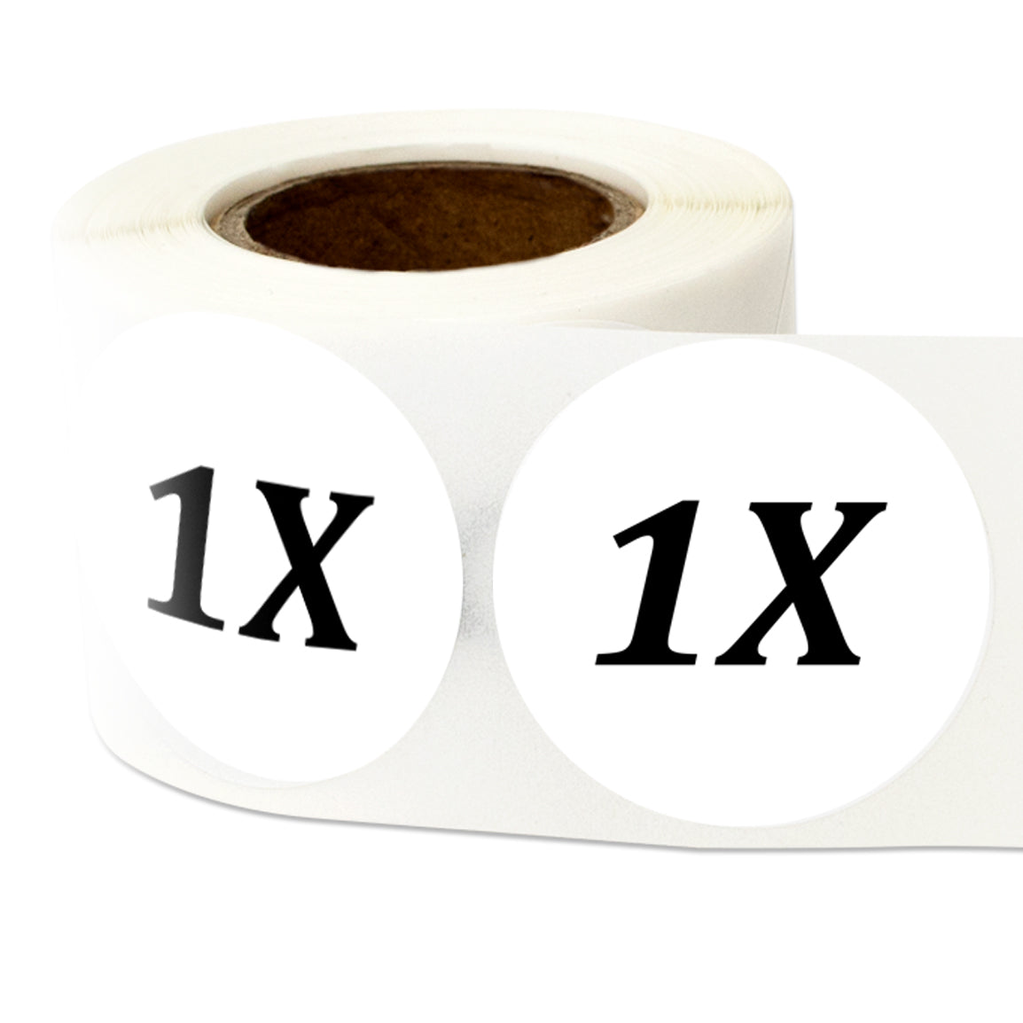1.25in Sticker: Size 1X Clothing Apparel Label Roll (White)