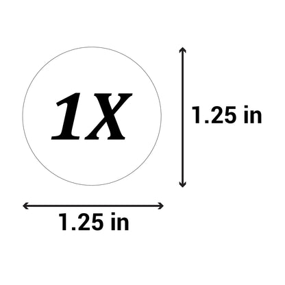 1.25in Sticker: Size 1X Clothing Apparel Label Roll (White)