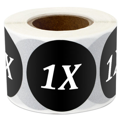 1.25in Sticker: Size 1X Clothing Apparel Label Roll (Black)