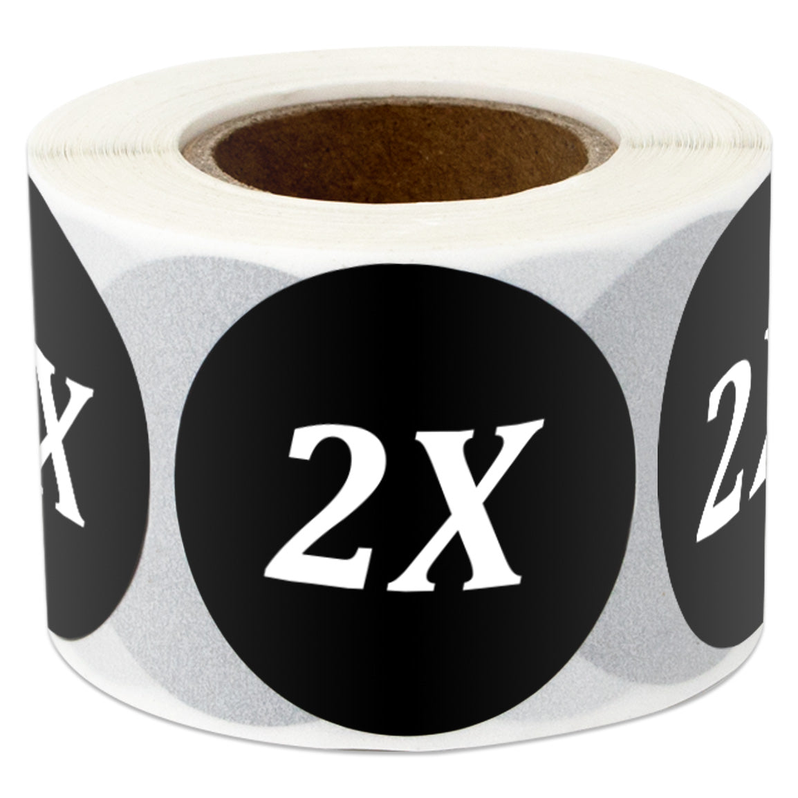 1.25in Sticker: Size 2X Clothing Apparel Label Roll (Black)