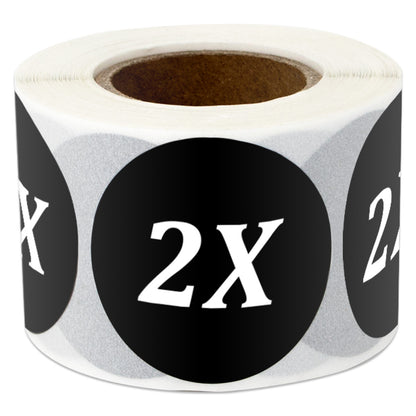 1.25in Sticker: Size 2X Clothing Apparel Label Roll (Black)