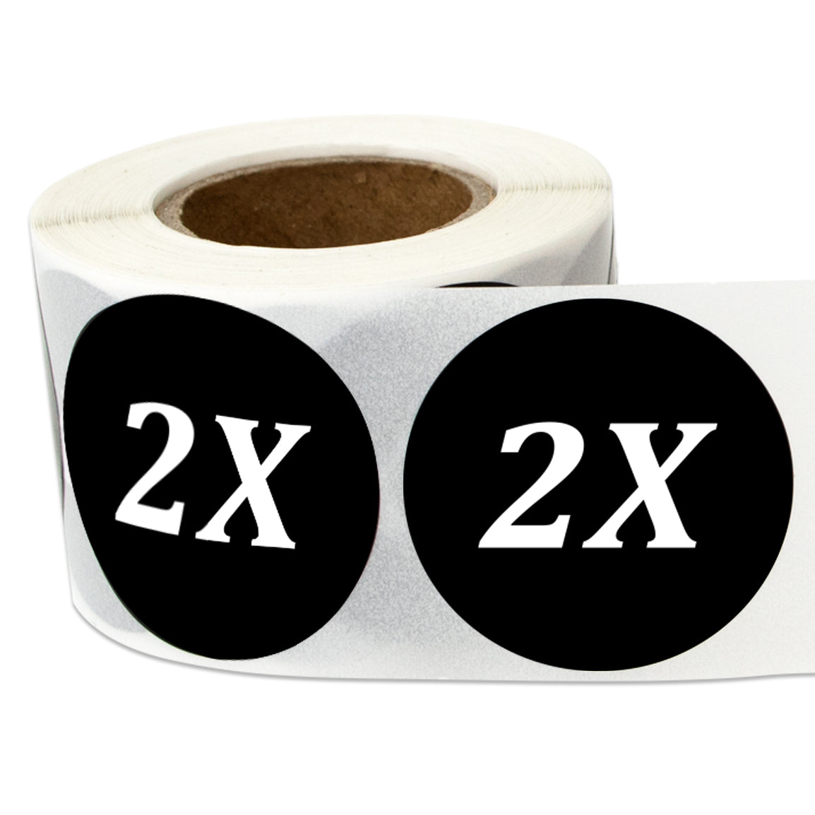 1.25in Sticker: Size 2X Clothing Apparel Label Roll (Black)