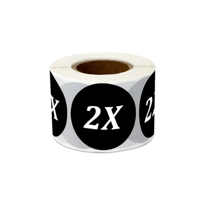 1.25in Sticker: Size 2X Clothing Apparel Label Roll (Black)