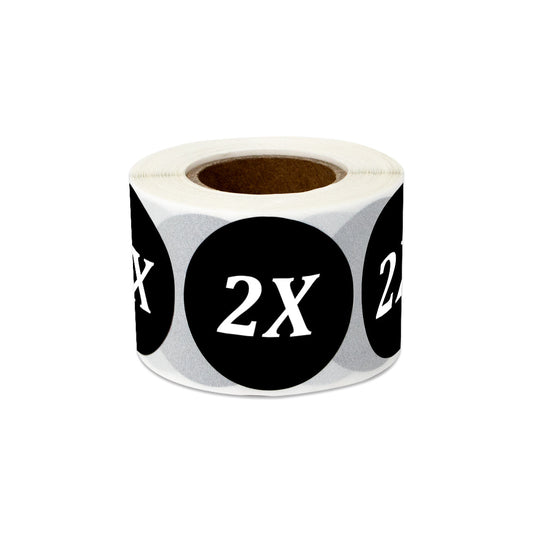 1.25in Sticker: Size 2X Clothing Apparel Label Roll (Black)