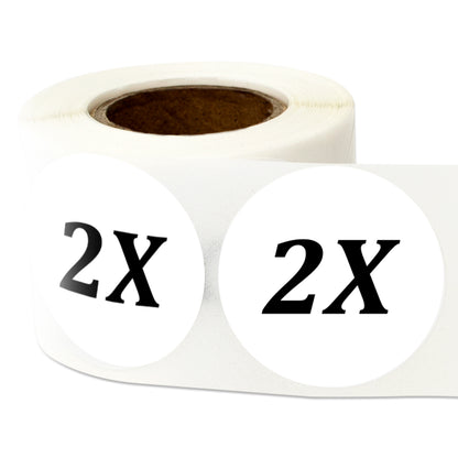 1.25in Sticker: Size 2X Clothing Apparel Label Roll (White)