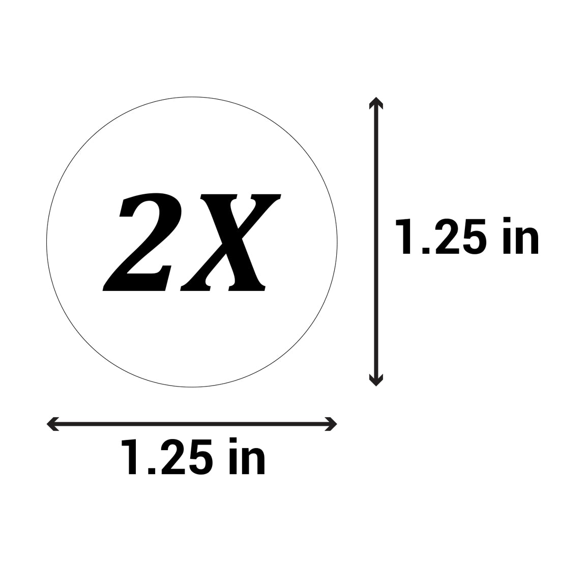 1.25in Sticker: Size 2X Clothing Apparel Label Roll (White)