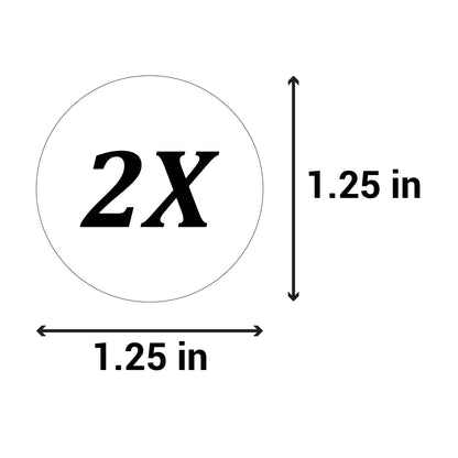 1.25in Sticker: Size 2X Clothing Apparel Label Roll (White)