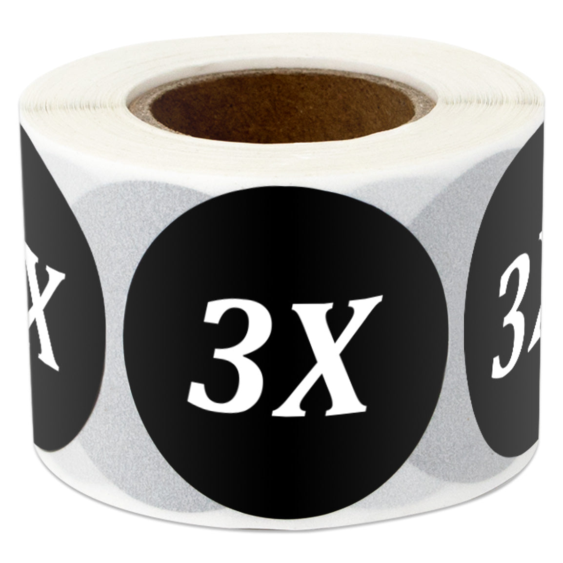 1.25in Sticker: Size 3X Clothing Apparel Label Roll (Black)