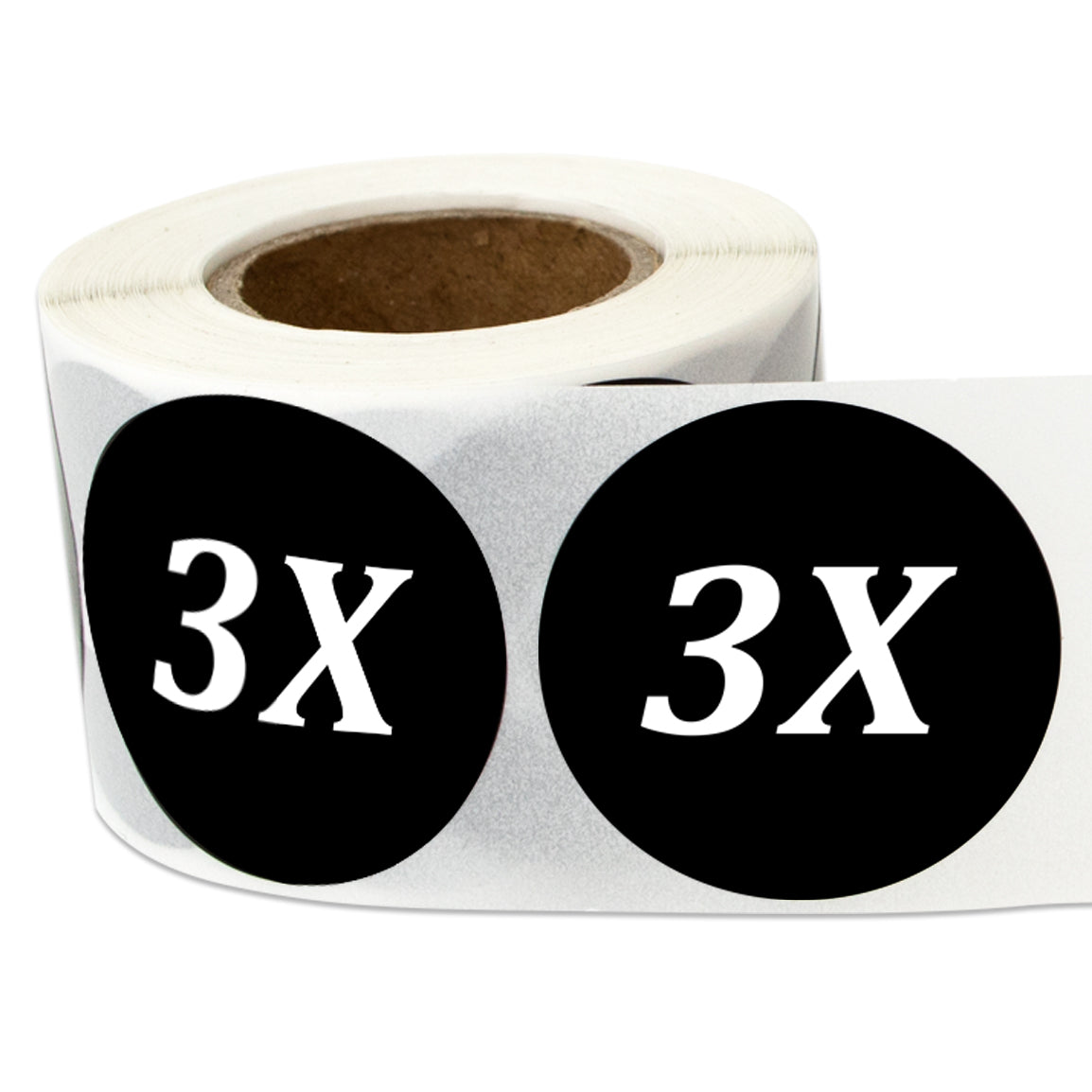 1.25in Sticker: Size 3X Clothing Apparel Label Roll (Black)