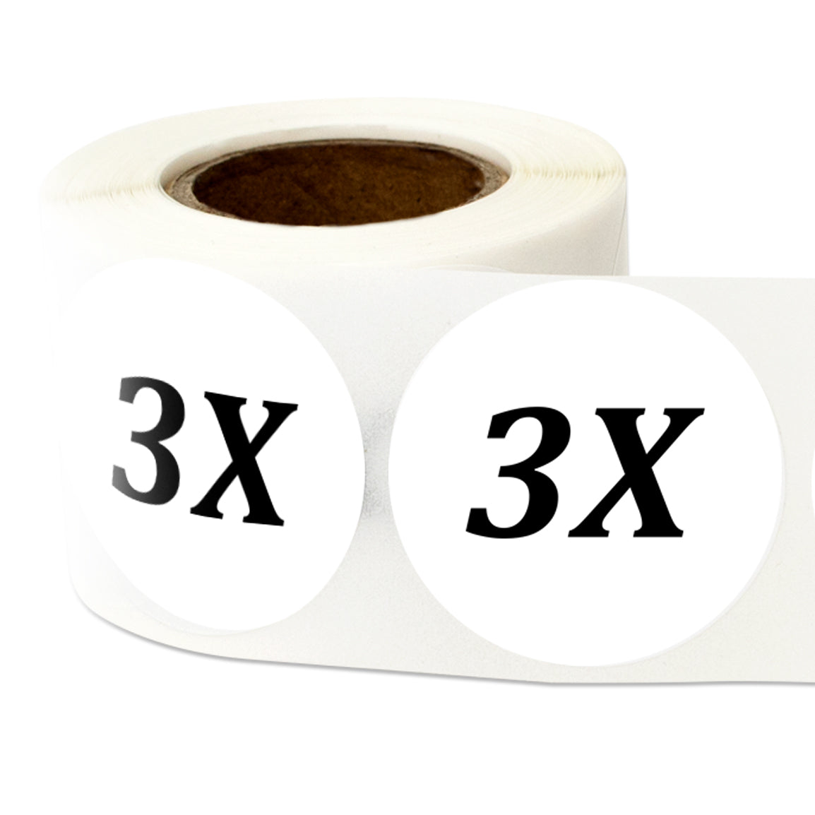 1.25in Sticker: Size 3X Clothing Apparel Label Roll (White)