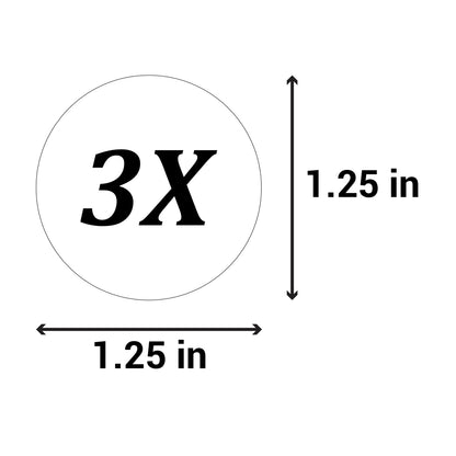 1.25in Sticker: Size 3X Clothing Apparel Label Roll (White)