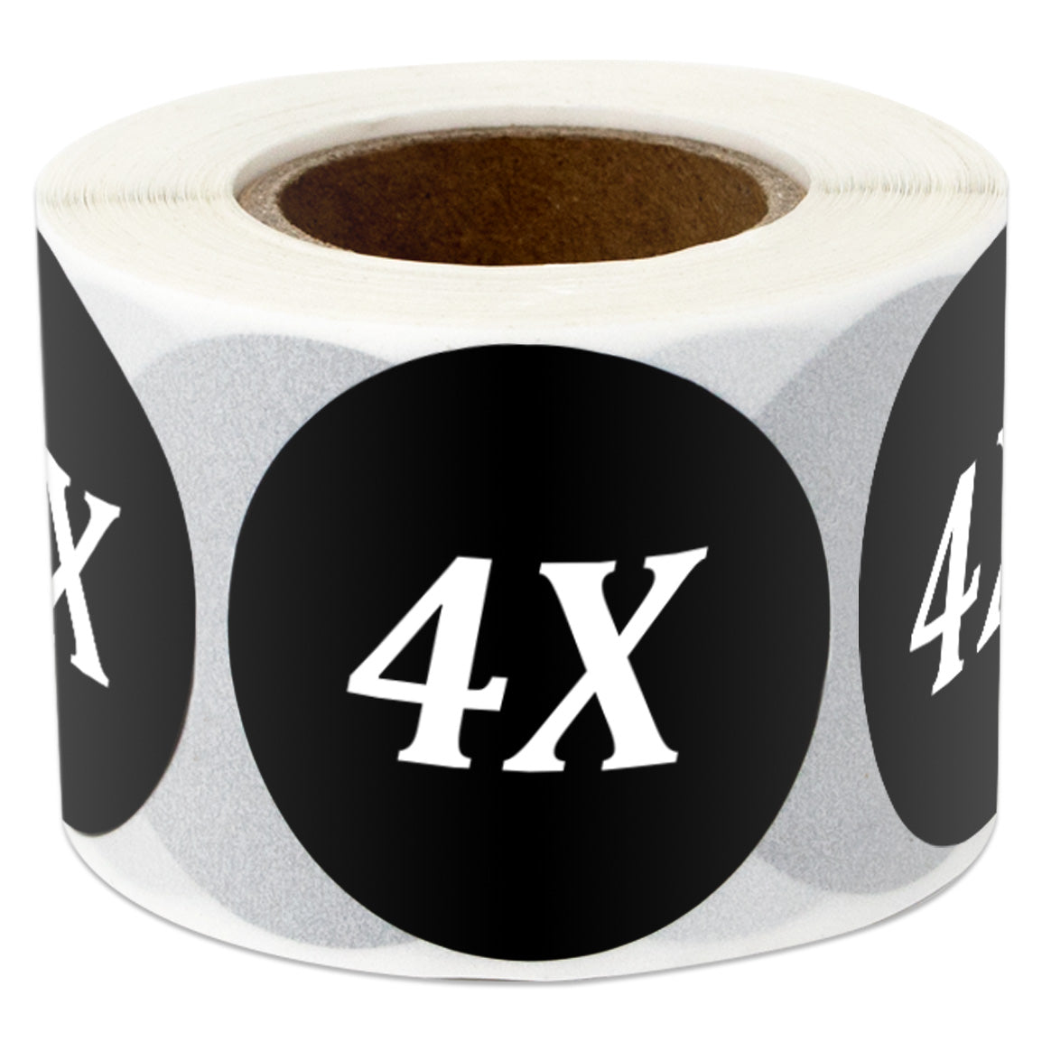1.25in Sticker: Size 4X Clothing Apparel Label Roll (Black)