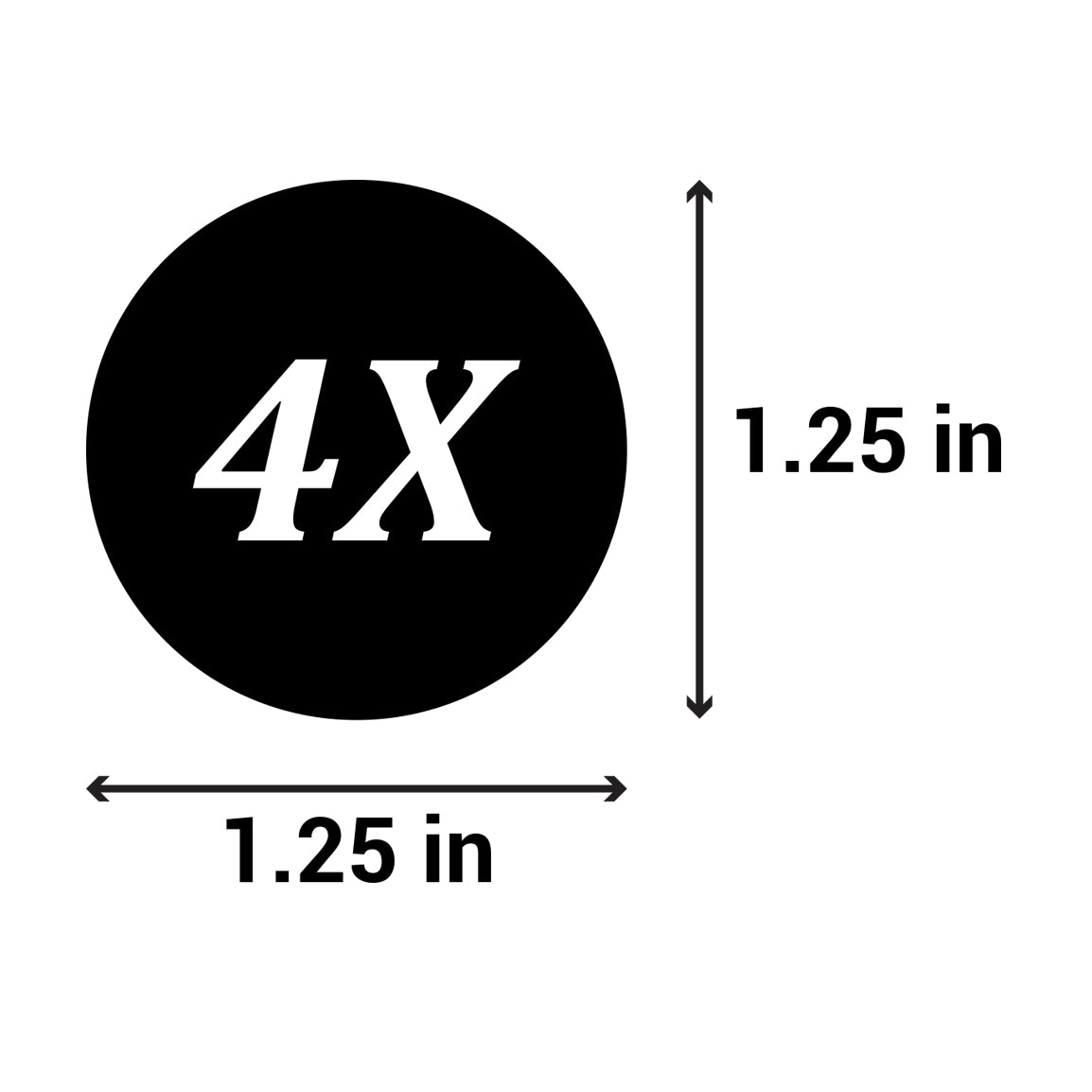 1.25in Sticker: Size 4X Clothing Apparel Label Roll (Black)