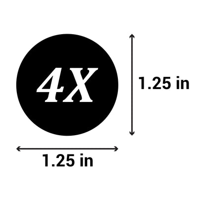 1.25in Sticker: Size 4X Clothing Apparel Label Roll (Black)