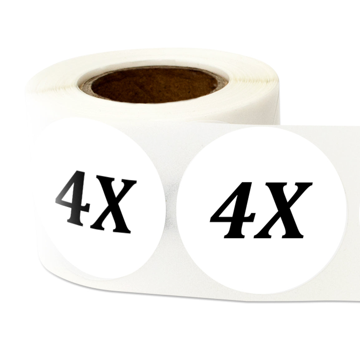 1.25in Sticker: Size 4X Clothing Apparel Label Roll (White)