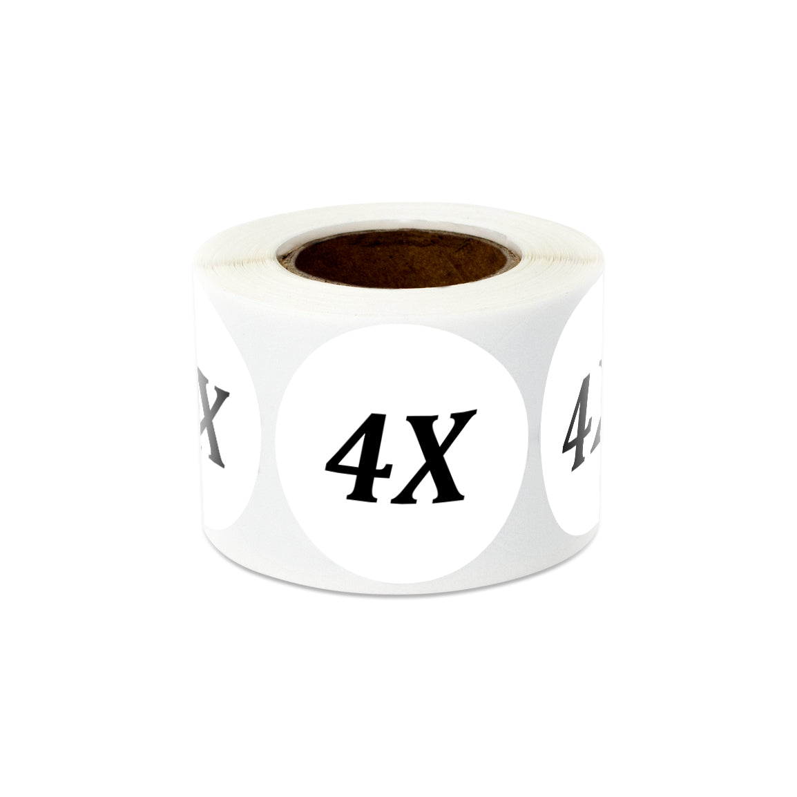 1.25in Sticker: Size 4X Clothing Apparel Label Roll (White)