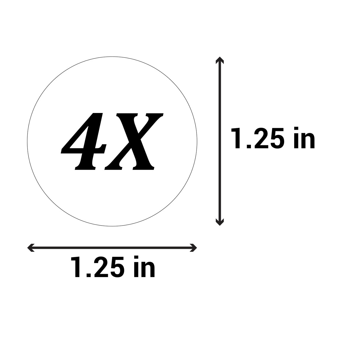1.25in Sticker: Size 4X Clothing Apparel Label Roll (White)