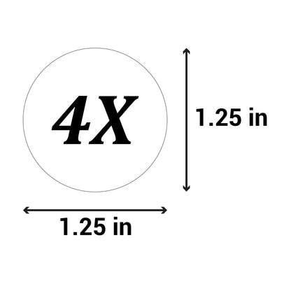 1.25in Sticker: Size 4X Clothing Apparel Label Roll (White)