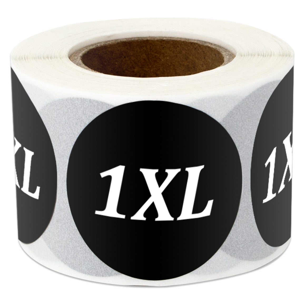 1.25in Sticker: Size 1XL Clothing Apparel Label Roll (Black)