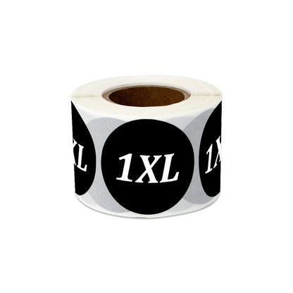 1.25in Sticker: Size 1XL Clothing Apparel Label Roll (Black)