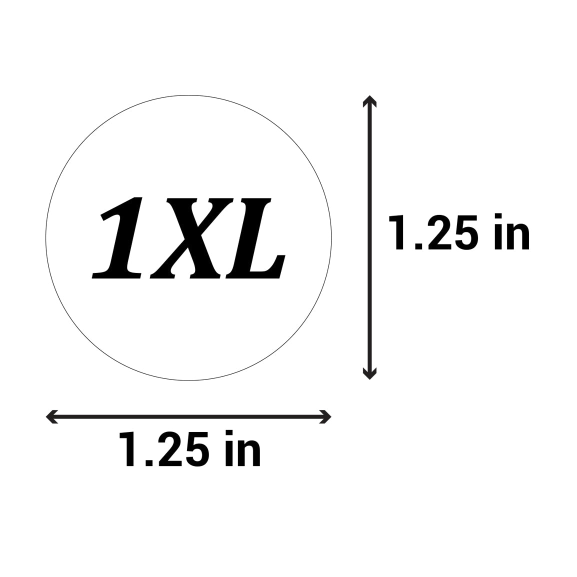 1.25in Sticker: Size 1XL Clothing Apparel Label Roll (White)