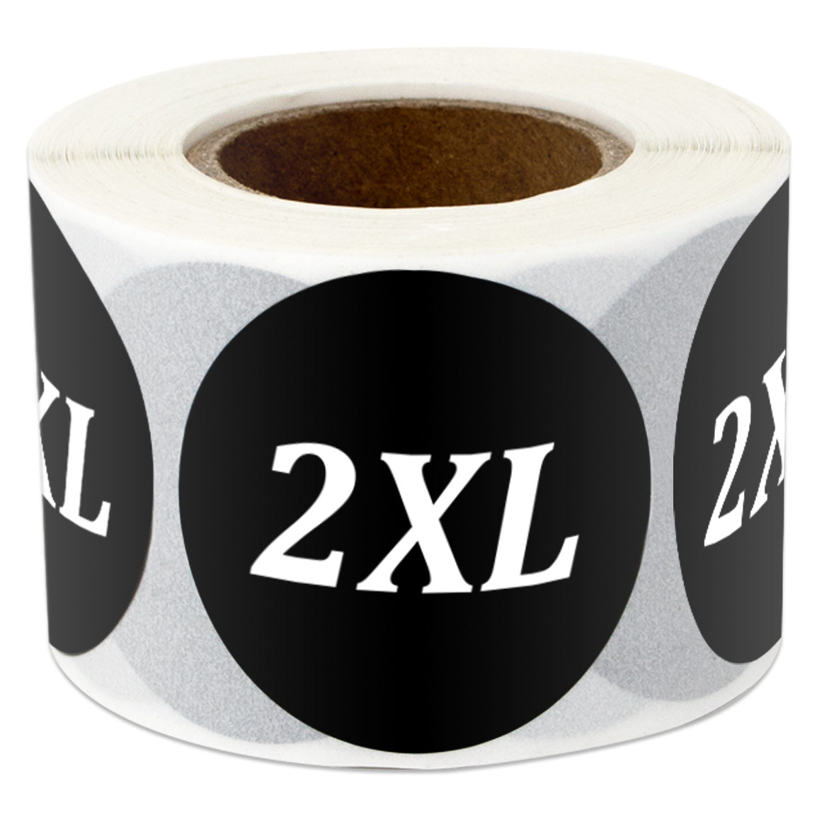 1.25in Sticker: Size 2XL Clothing Apparel Label Roll (Black)