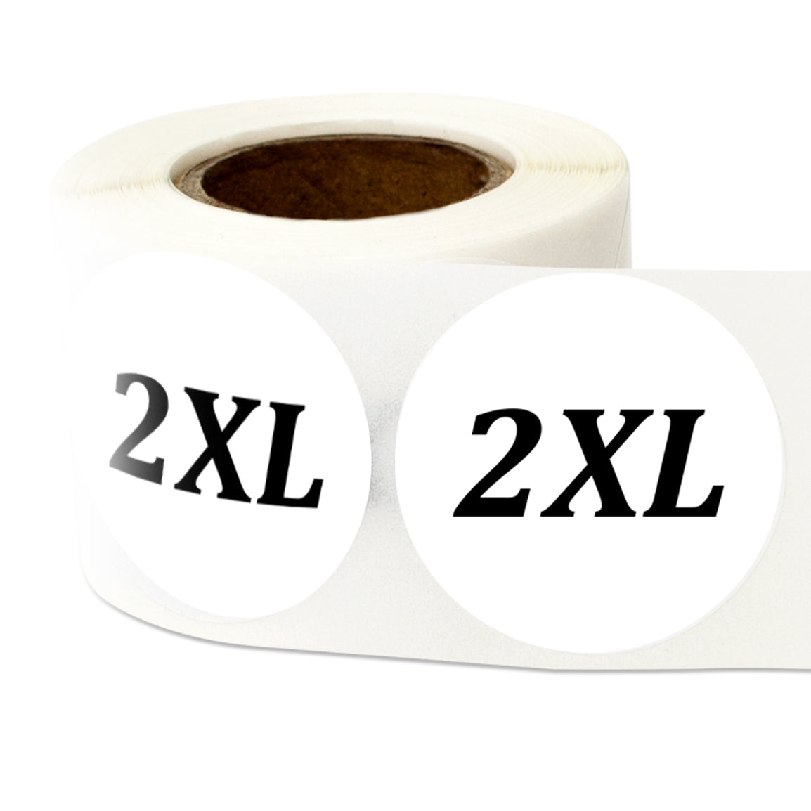 1.25in Sticker: Size 2XL Clothing Apparel Label Roll (White)