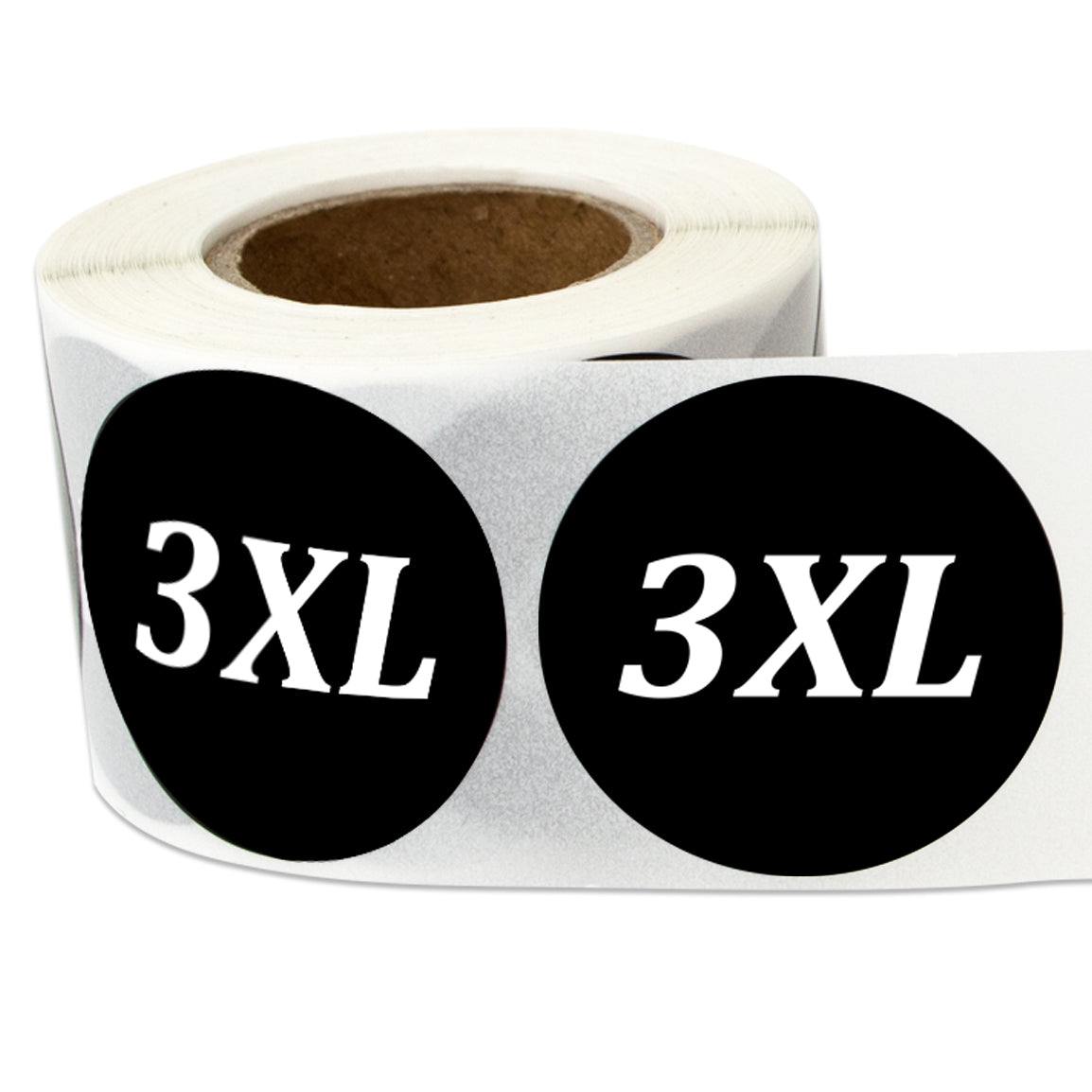 1.25in Sticker: Size 3XL Clothing Apparel Label Roll (Black)