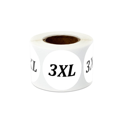 1.25in Sticker: Size 3XL Clothing Apparel Label Roll (White)