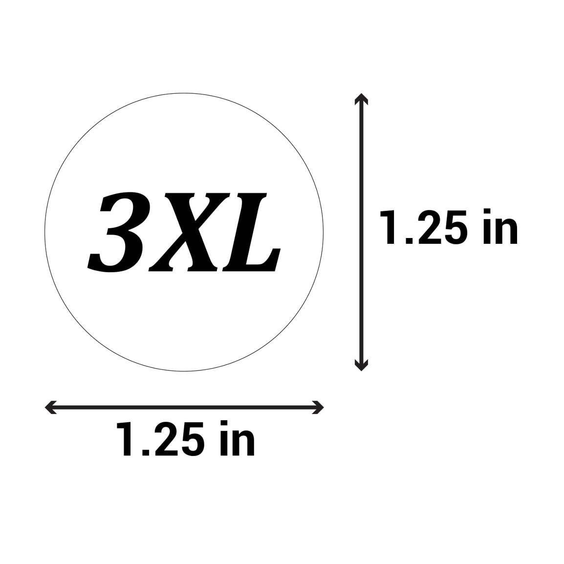 1.25in Sticker: Size 3XL Clothing Apparel Label Roll (White)