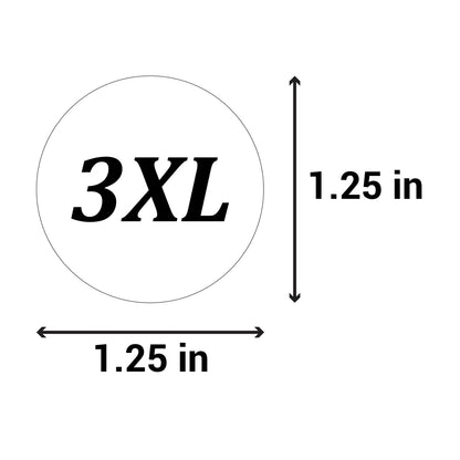 1.25in Sticker: Size 3XL Clothing Apparel Label Roll (White)