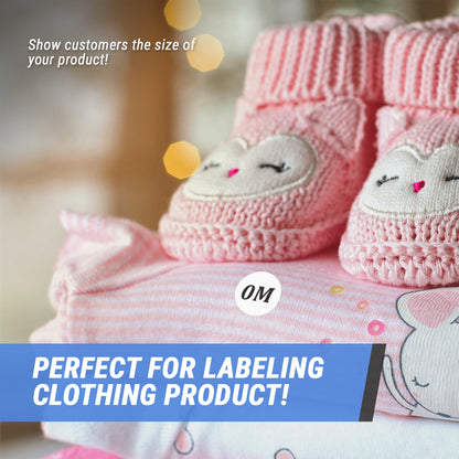 1.25in Sticker: Baby Clothing 0-Months Label Roll (Size 0M, White)