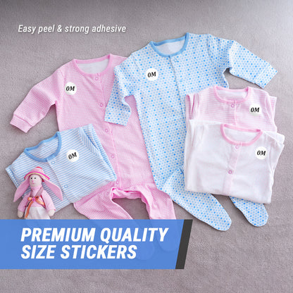 1.25in Sticker: Baby Clothing 0-Months Label Roll (Size 0M, White)