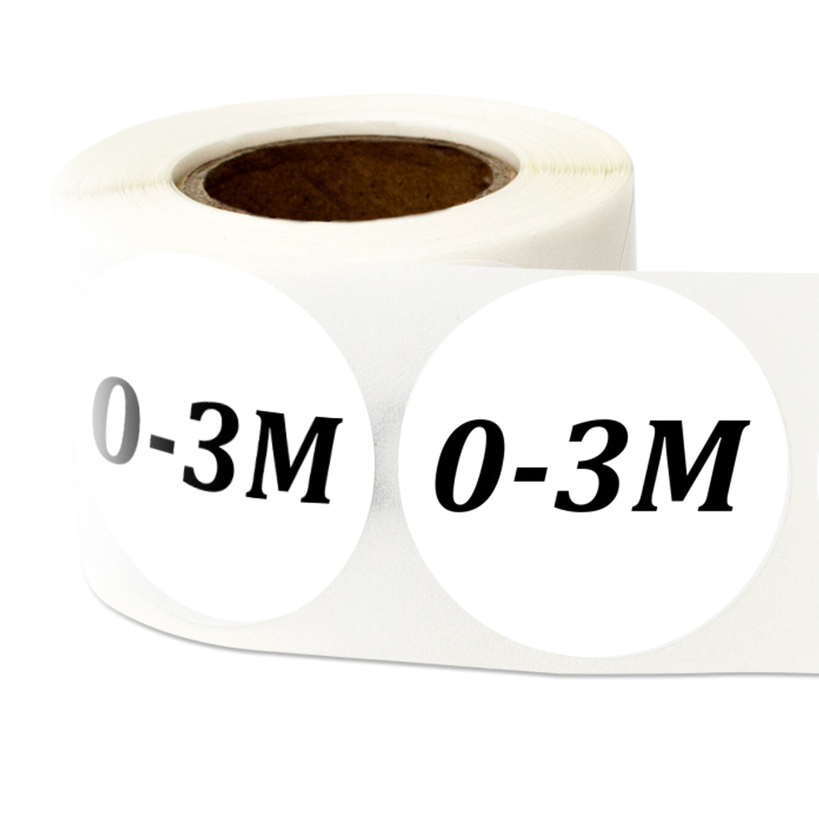 1.25in Sticker: Baby Clothing 0 to 3 Months Label Roll (Size 0-3M, White)