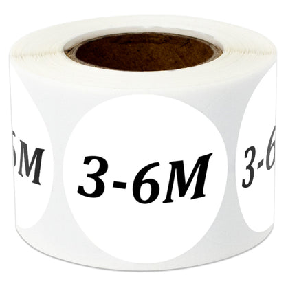 1.25in Sticker: Baby Clothing 3 to 6 Months Label Roll (Size 3-6M, White)