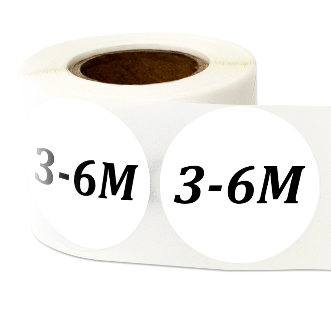 1.25in Sticker: Baby Clothing 3 to 6 Months Label Roll (Size 3-6M, White)