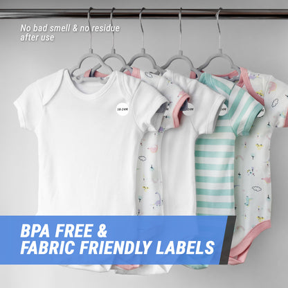 1.25in Sticker: Baby Clothing 18 to 24 Months Label Roll (Size 18-24M, White)
