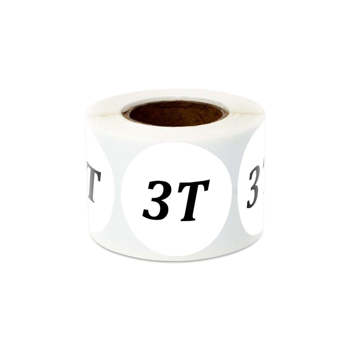 1.25in Sticker: Toddler Clothing 3 Years Label Roll (Size 3T, White)