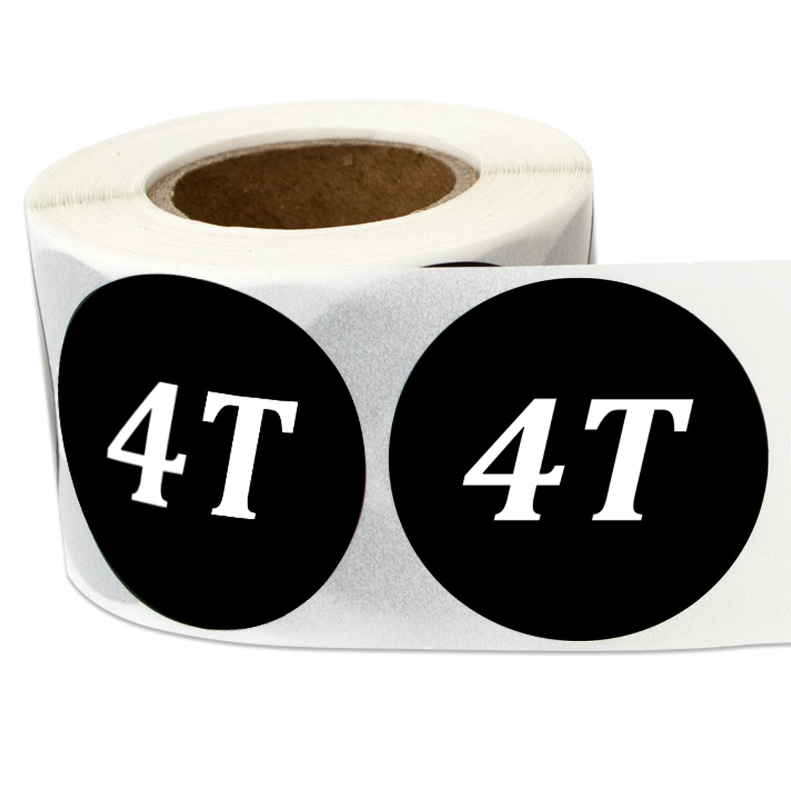 1.25in Sticker: Toddler Clothing 4 Years Label Roll (Size 4T, Black)
