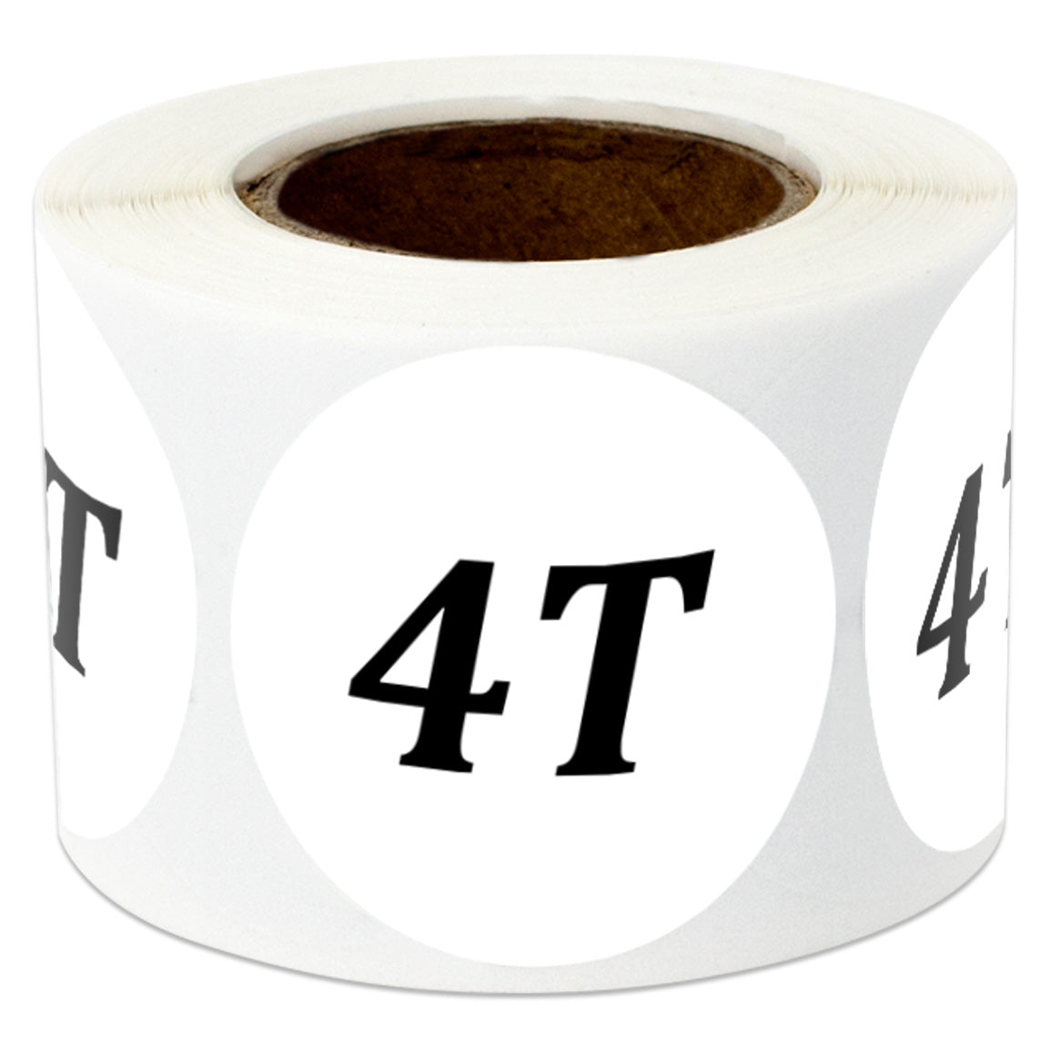 1.25in Sticker: Toddler Clothing 4 Years Label Roll (Size 4T, White)