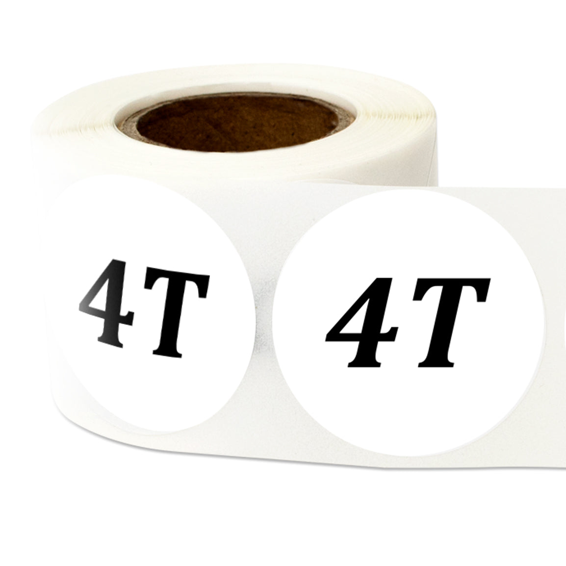 1.25in Sticker: Toddler Clothing 4 Years Label Roll (Size 4T, White)