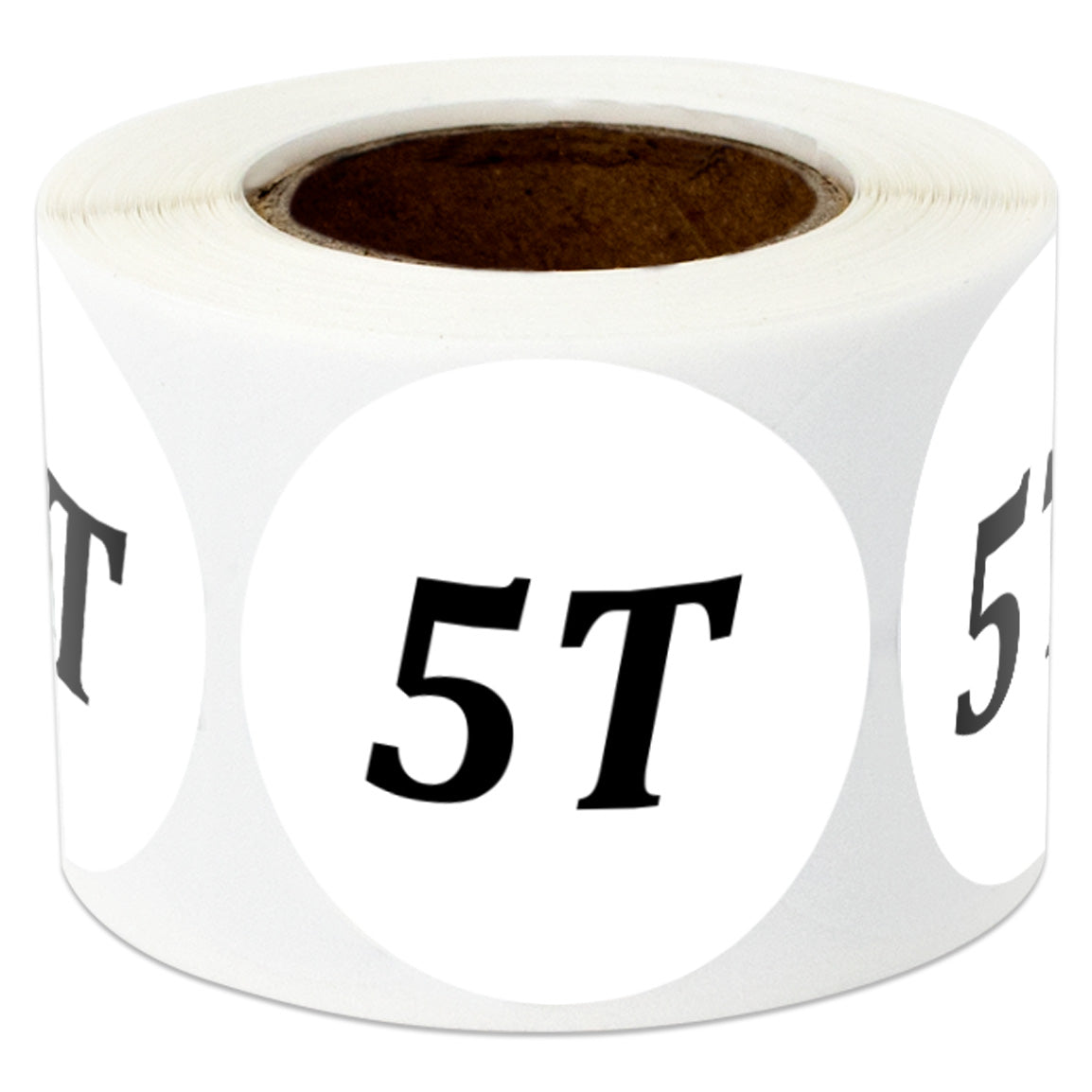 1.25in Sticker: Toddler Clothing 5 Years Label Roll (Size 5T, White)