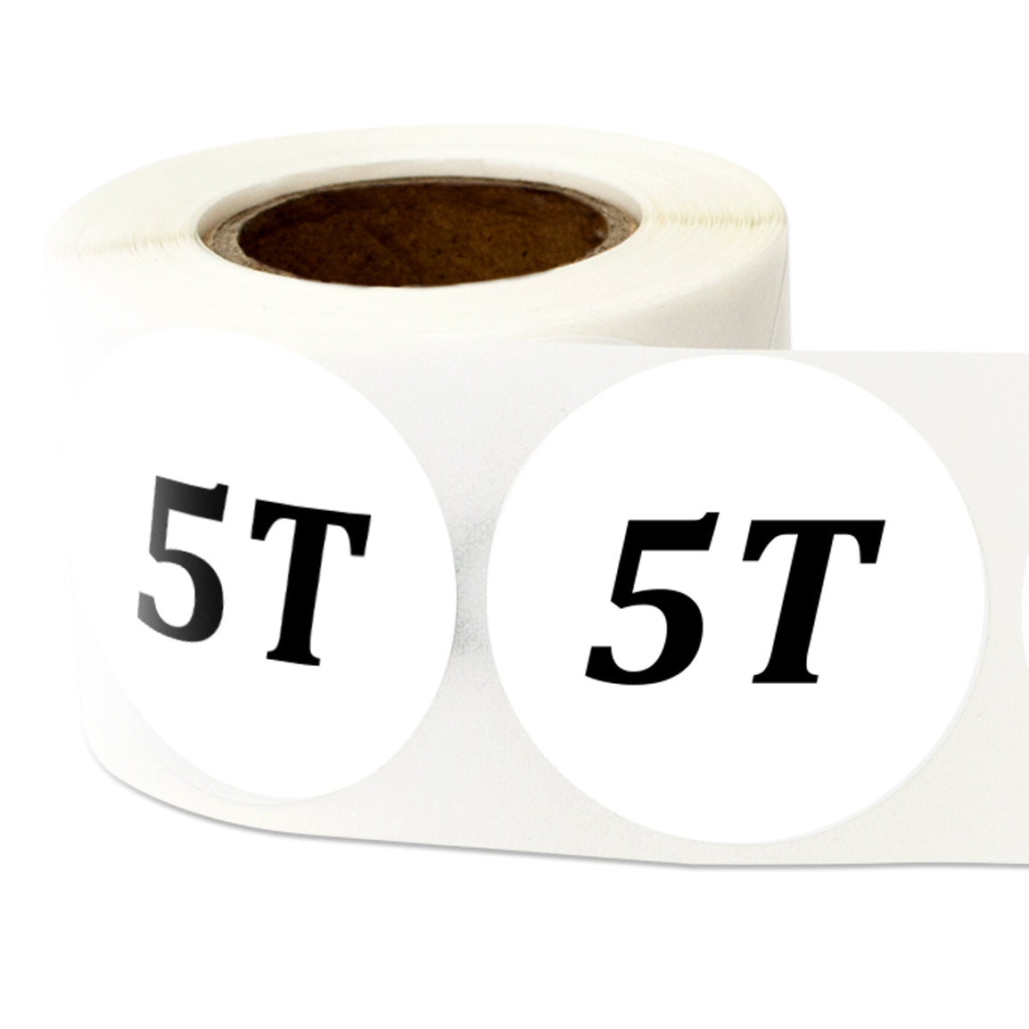 1.25in Sticker: Toddler Clothing 5 Years Label Roll (Size 5T, White)