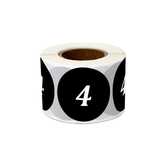 1.25in Sticker: Clothing Apparel Size 4 Label Roll (Black)